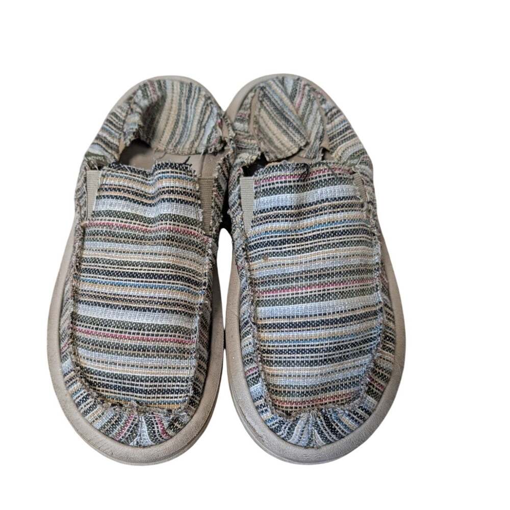 Sanuk Men’s Multicolor Striped Canvas Slip On Comfort Casual Shoes Size 9